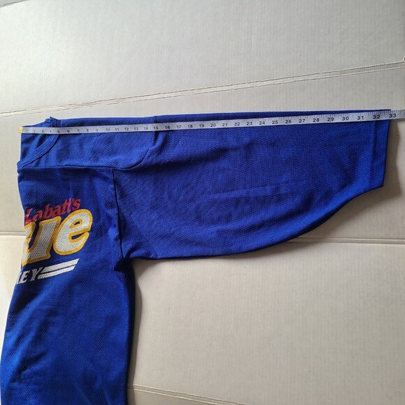 Vintage Labatt's Blue Hockey Jersey XLarge V Neck Wide Sleeve Shirt - Picture 10 of 11